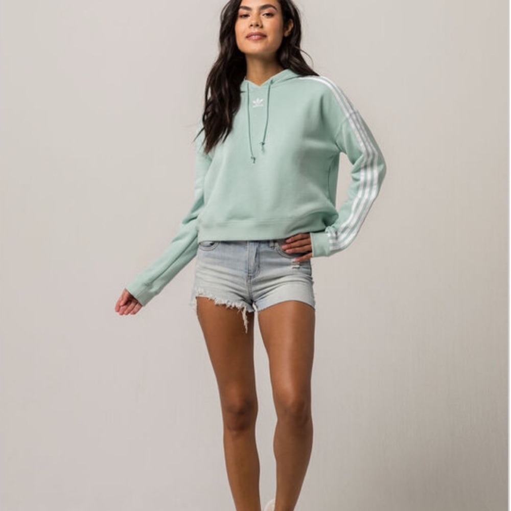 Adidas Seafoam Green Cropped Hoodie